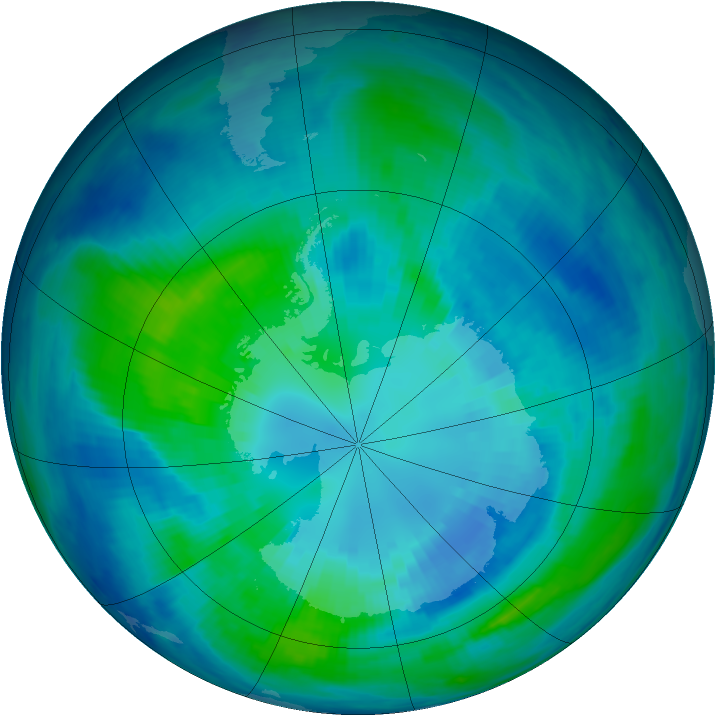 Antarctic ozone map for 08 April 1999